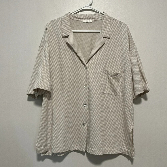 Skin Jules Sandstone Check Button Front Loungewear‎ Top Size 4 - Picture 2 of 7